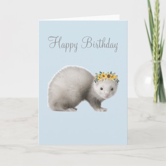 Carte Joyeux Anniversaire Cute Ferret Couronne de tourne (Devant)