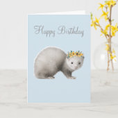 Carte Joyeux Anniversaire Cute Ferret Couronne de tourne (Fleur jaune)