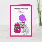 Carte Joyeux anniversaire Cute Kitty Cat Girl'anniversai (Devant)