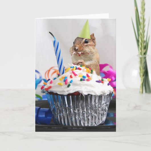 Carte Joyeux Anniversaire Cute Little Chipmunk (Devant)