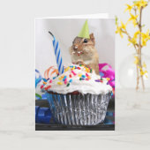 Carte Joyeux Anniversaire Cute Little Chipmunk (Fleur jaune)