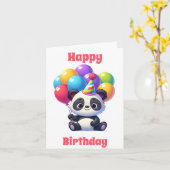 Carte Joyeux Anniversaire Cute Panda avec Ballons (Fleur jaune)