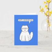 Carte Joyeux Anniversaire Cute White Chat (Fleur jaune)