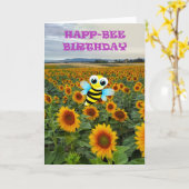 Carte Joyeux anniversaire d'abeille (Fleur jaune)