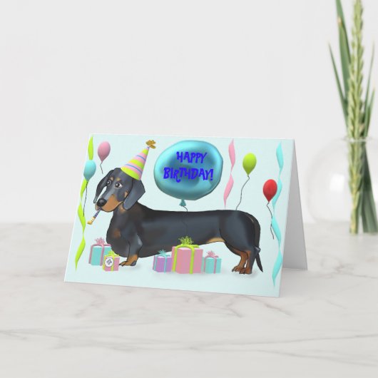 Carte Joyeux anniversaire Dachshund (Devant)