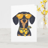 Carte Joyeux Anniversaire Dachshund Chien Lunettes de so (Fleur jaune)