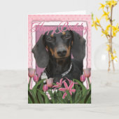 Carte Joyeux anniversaire - Dachshund - Winston (Fleur jaune)