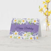Carte Joyeux anniversaire Daffodil et fleurs d'Hydrangea (Fleur jaune)