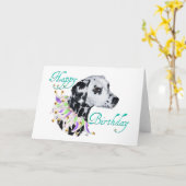 Carte Joyeux anniversaire dalmate (Fleur jaune)