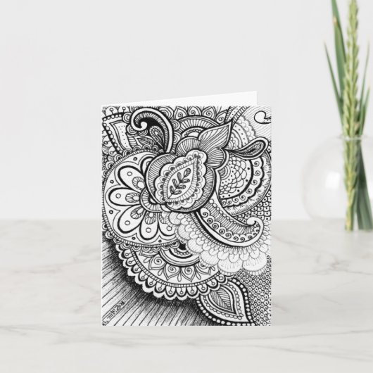 Carte Joyeux Anniversaire Damask Mandala Indien Intérieu (Devant)