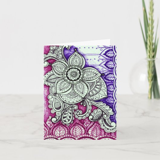 Carte Joyeux Anniversaire Damask Mandala Indien Intérieu (Devant)