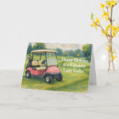 Carte Joyeux Anniversaire Dame Golfeuse (Fleur jaune)