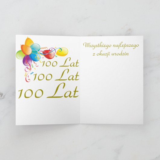 Carte Joyeux anniversaire dans le polonais (Intérieur)