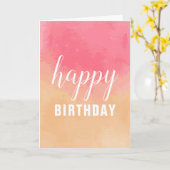 Carte Joyeux anniversaire d'aquarelle rose de pêche pour (Fleur jaune)