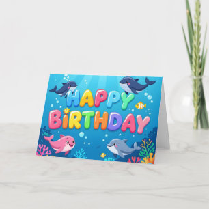 Carte Joyeux anniversaire dauphin nautique mignon