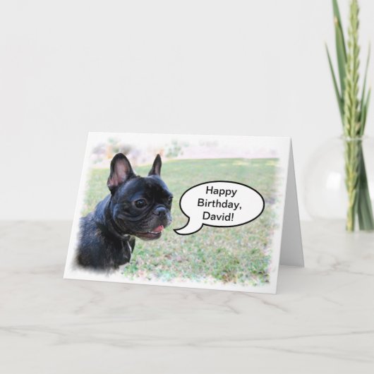 Carte Joyeux anniversaire David French Bulldog Card (Devant)