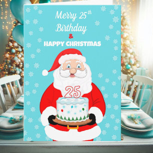 Carte Joyeux anniversaire de 25 ans Noël Santa