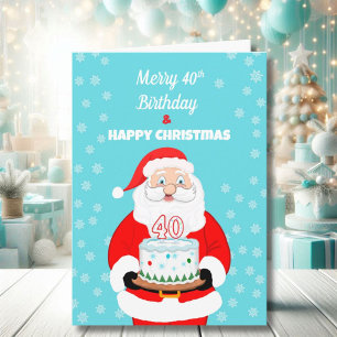 Carte Joyeux anniversaire de 40 ans Noël Santa