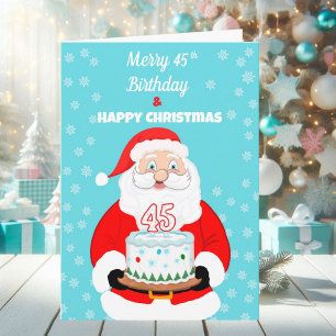Carte Joyeux anniversaire de 45 ans Noël Santa