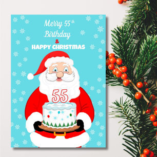 Carte Joyeux anniversaire de 55 ans Noël Santa