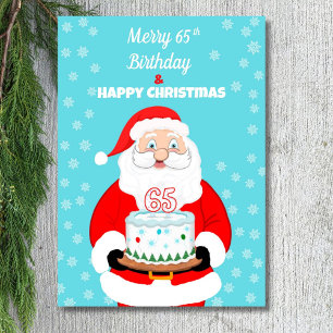 Carte Joyeux anniversaire de 65 ans Noël Santa