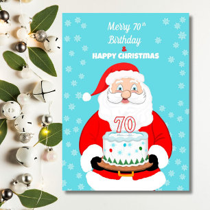 Carte Joyeux anniversaire de 70 ans Noël Santa 
