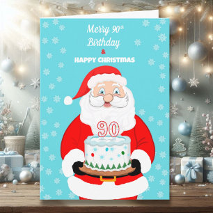 Carte Joyeux anniversaire de 90 ans Noël Santa