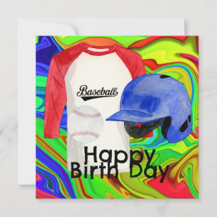Carte Joyeux anniversaire de baseball au joueur de baseb