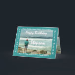 Carte Joyeux anniversaire de BEAU - FILS - homme et<br><div class="desc">Cette carte avec un homme regardant les ressacs est une carte d'anniversaire avec un thème optimiste et inspiré.  Le texte intérieur est totalement personnalisable.  Pour voir plus de cette conception,  saisir,  ou couperer-coll dans la boîte de la recherche de Zazzle :  ressac d'homme d'anniversaire de jaclinart</div>