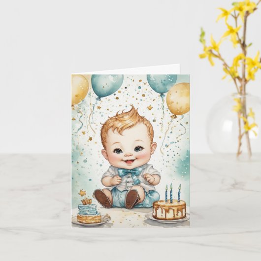 Carte Joyeux anniversaire de bébé (Fleur jaune)