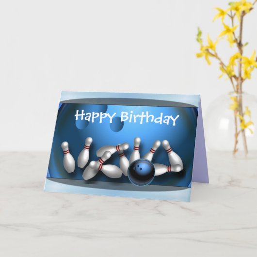 Carte Joyeux anniversaire de bowling (Fleur jaune)