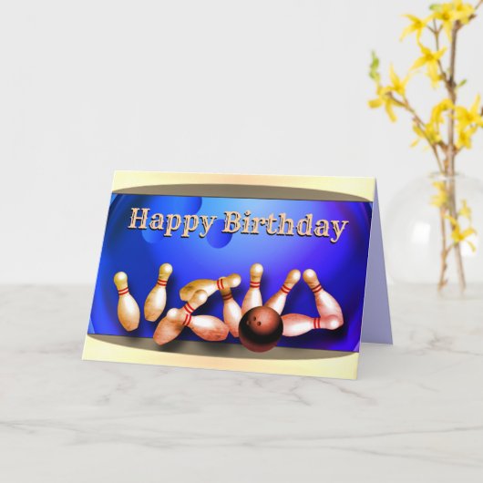 Carte Joyeux anniversaire de bowling (Fleur jaune)