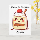 Carte Joyeux anniversaire de Cake (Fleur jaune)