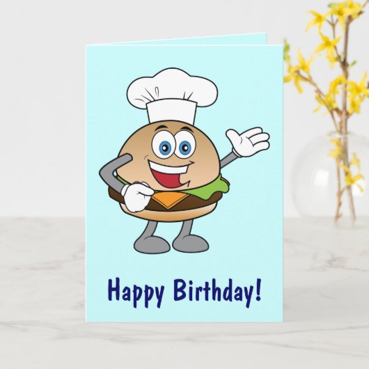 Carte Joyeux anniversaire de Cheeseburger (Fleur jaune)