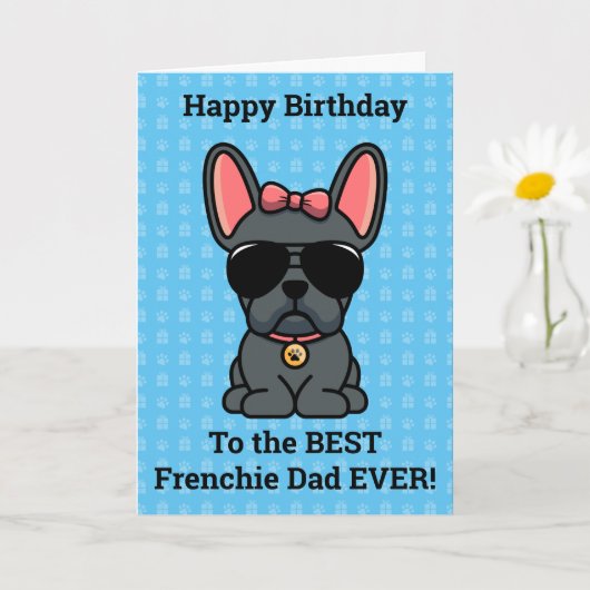 Carte Joyeux anniversaire de Chien Bleu Bleu Français Ch (Petite plante)
