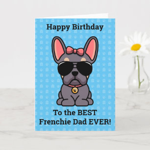 Carte Joyeux anniversaire de Chien Lilac Tan French Bull