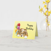 Carte Joyeux anniversaire de chiot australien rouge de (Fleur jaune)