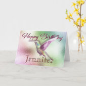 Carte Joyeux anniversaire de colibri (Fleur jaune)