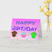 Carte Joyeux anniversaire de cupcakes (Fleur jaune)