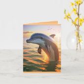 Carte Joyeux anniversaire de dauphin (Fleur jaune)
