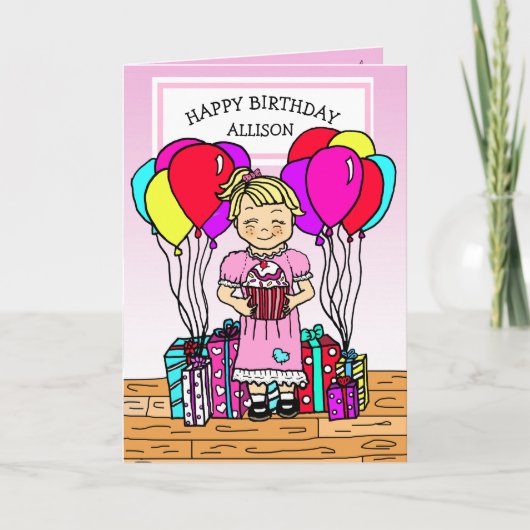 Carte Joyeux anniversaire de fille (Devant)