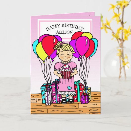 Carte Joyeux anniversaire de fille (Fleur jaune)