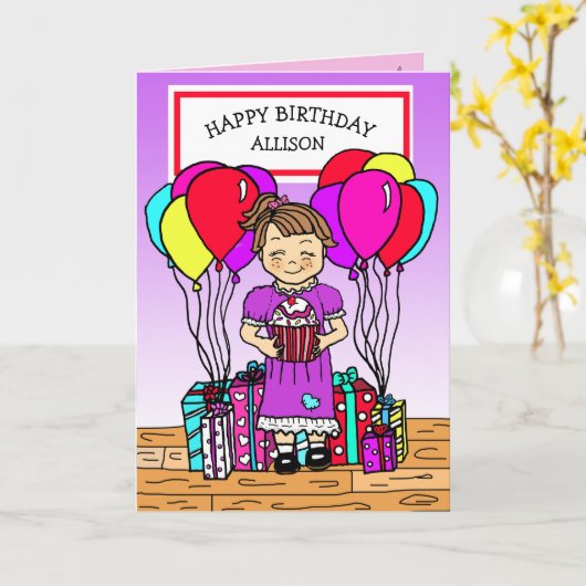 Carte Joyeux anniversaire de fille (Fleur jaune)