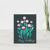 Carte Joyeux anniversaire de fleurs d'aquarelle rose min (Devant)