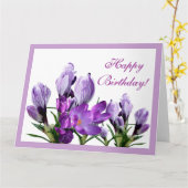 Carte Joyeux Anniversaire de fleurs de crocus pourpre bo (Fleur jaune)