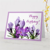 Carte Joyeux Anniversaire de fleurs de crocus pourpre bo (Fleur jaune)