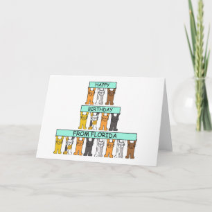 Carte Joyeux anniversaire de Floride Cartoon Cats