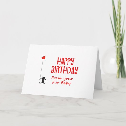 Carte Joyeux anniversaire de fourrure bébé, chat et coeu (Devant)