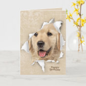 Carte Joyeux anniversaire de Golden Retriever (Fleur jaune)