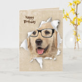 Carte Joyeux anniversaire de Golden Retriever (Fleur jaune)